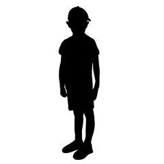 black silhouette of a child on a white background, isolated, vector