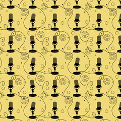 retro microphone pattern on a beige background
