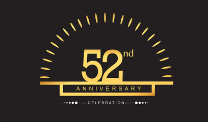 52nd years golden anniversary logo celebration with firework elegant design for anniversary celebration.