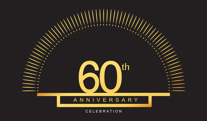 60th years golden anniversary logo celebration with firework elegant design for anniversary celebration.