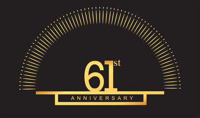 61st years golden anniversary logo celebration with firework elegant design for anniversary celebration.