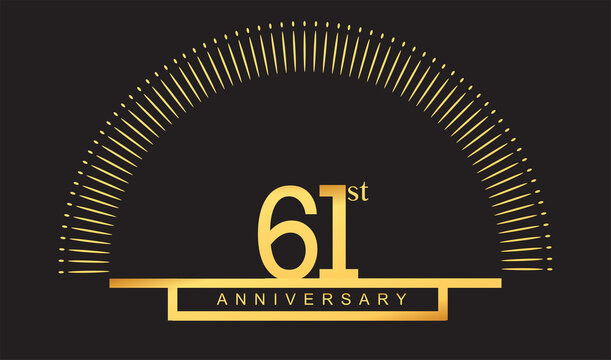 61st years golden anniversary logo celebration with firework elegant design for anniversary celebration.