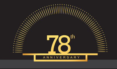 Naklejka premium 78th years golden anniversary logo celebration with firework elegant design for anniversary celebration.