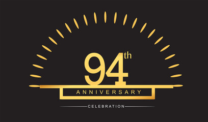 94th years golden anniversary logo celebration with firework elegant design for anniversary celebration.