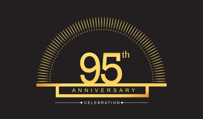 Fototapeta na wymiar 95th years golden anniversary logo celebration with firework elegant design for anniversary celebration.