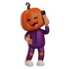 3D Halloween Scarecrow Cartoon Illustration walking out of the coffin