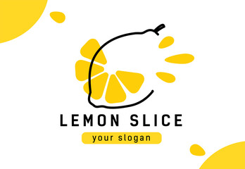 yellow lemon in abstract doodle style. Logo of company Fresh juice.