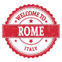 Obraz premium WELCOME TO ROME - ITALY, words written on red stamp