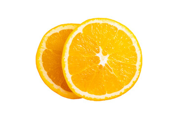 sliced orange slices on a white isolated background