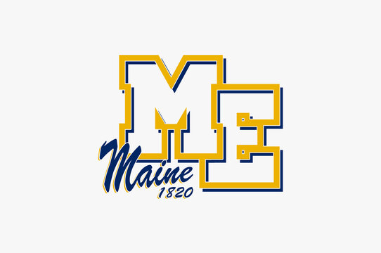 Maine Inscription and Founded 1820. Illustration.