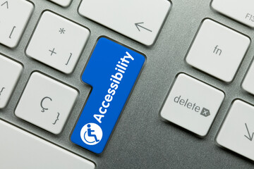 Accessibility - Inscription on Blue Keyboard Key.