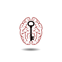 Key to psychological problem icon with shadow