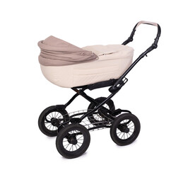 Biege baby carriage stroller isolated