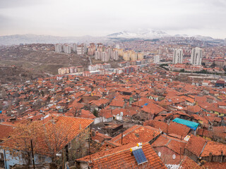 Fototapeta na wymiar View of the Turkish capital Ankara from the castle on top.