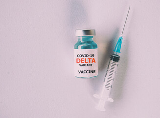 Covid-19 coronavirus delta variant vaccine on the white background