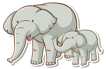 Elphant mom and baby sticker