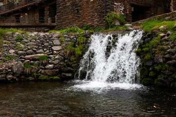 Beautiful waterfall on the Arrago river in the town of Robledillo de Gata, Spain