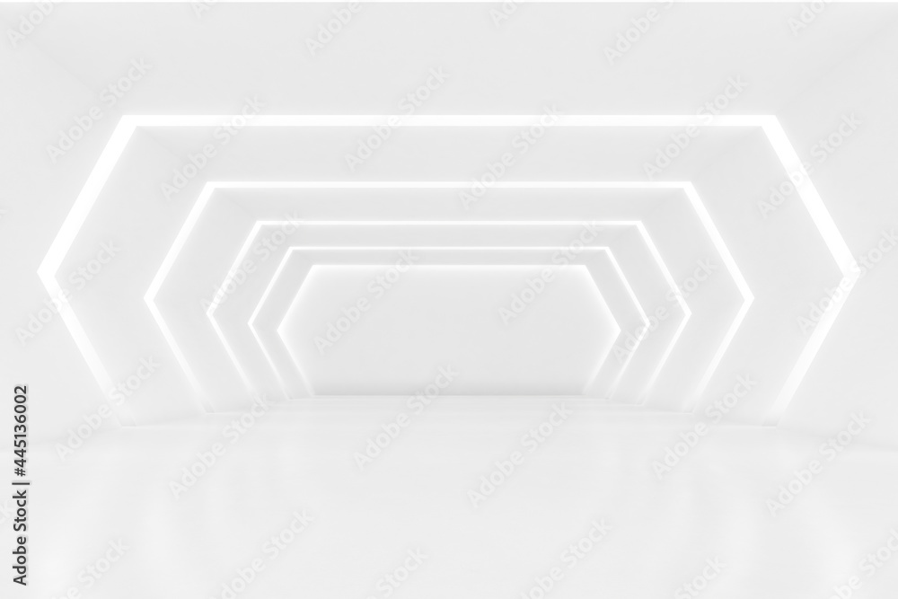 Leinwandbilder abstract 3d rendering of empty futuristic tunnel room with light on the wall. sci-fi concept.
