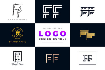 Set of collection Initial Letters FF Logo Design.