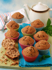 Muffins with chocolate.