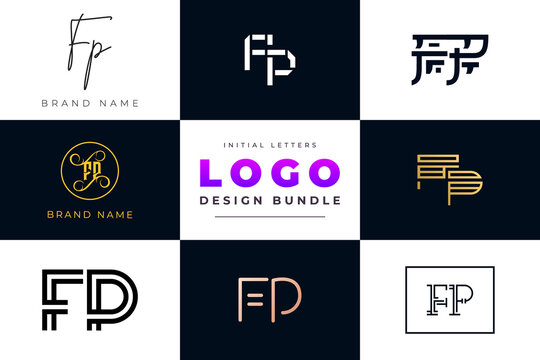 Set of collection Initial Letters FP Logo Design.