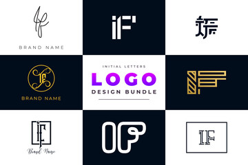 Set of collection Initial Letters IF Logo Design.