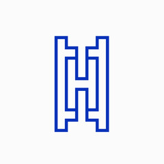 Letter H logo.Typographic icon.Lettering sign isolated on light background.Alphabet initial.Modern, design, geometric, minimalist style.