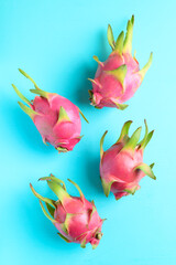 Fototapeta na wymiar Dragon fruit or pitaya on color background, Tropical fruit