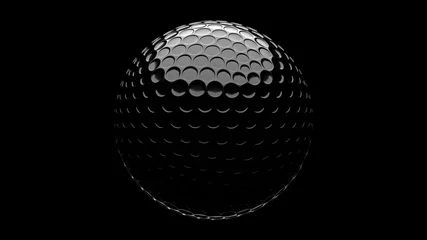 Poster Black golf ball isolated on black background. 3d illustration for background.  © Tsurukame Design