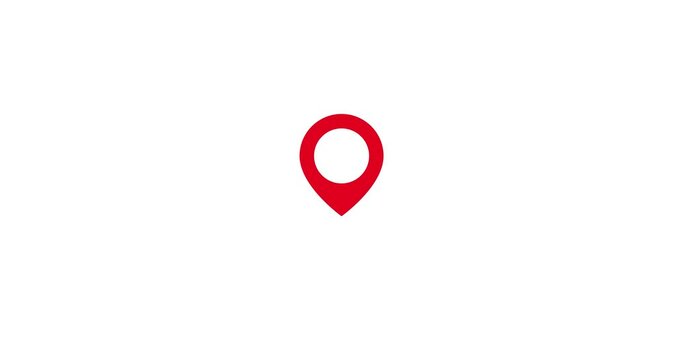 map pin bouncing isolated on white background video 4k. gps marker red marker.