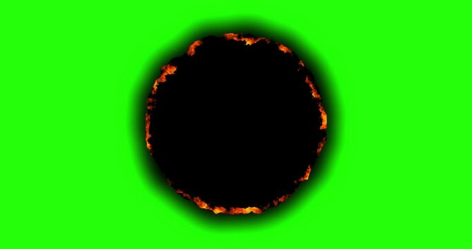 paper burnig whole from center. burn screen dark background animation.
