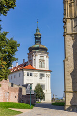 Fototapeta na wymiar White tower of the Jesuit college building in Kutna Hora, Czech Republic