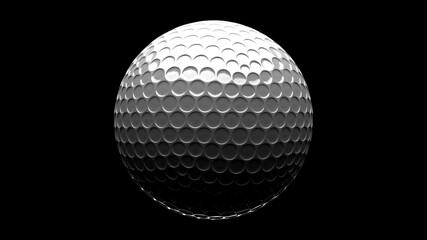 White golf ball isolated on black background.
3d illustration for background.
