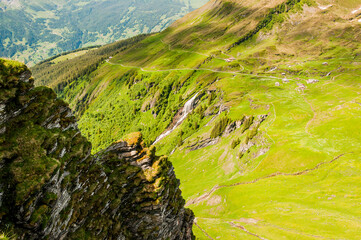 Grindelwald, First, Bachlägerwasserfall, Bort, Eiger, Eigernordwand, Unterer Grindelwaldgletscher,...