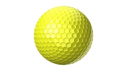 Yellow golf ball isolated on white background.
3d illustration for background.

