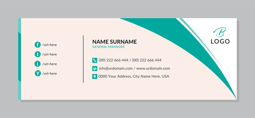 Business email signature with an author photo place modern and minimal layout