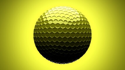 Yellow golf ball isolated on yellow background.
3d illustration for background.

