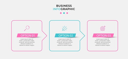 Vector Infographic design illustration business template with icons and 3 options or steps. Can be used for process diagram, presentations, workflow layout, banner, flow chart, info graph