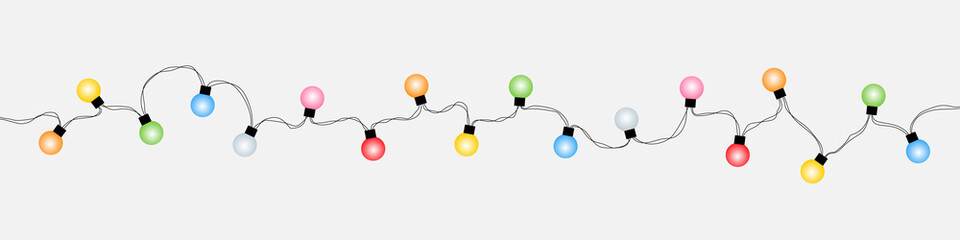 Christmas Lights. Christmas Lights bulbs, isolated. Garlands. Christmas illustration. Vector illustration