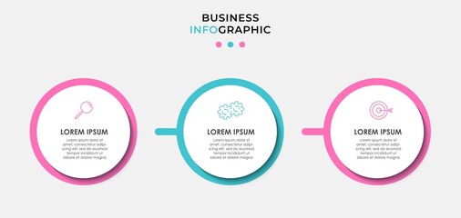 Vector Infographic design illustration business template with icons and 3 options or steps. Can be used for process diagram, presentations, workflow layout, banner, flow chart, info graph