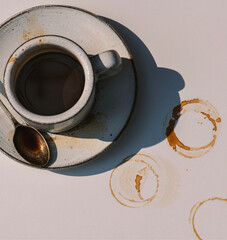 Aerial view of hot coffee