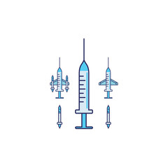 illustration vector graphic of syringes and planes, great for children's education and health logos