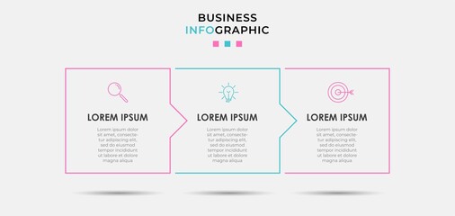 Vector Infographic design illustration business template with icons and 3 options or steps. Can be used for process diagram, presentations, workflow layout, banner, flow chart, info graph