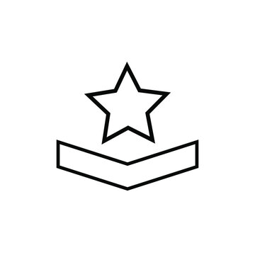 military rank badge icon with star in trendy flat style.