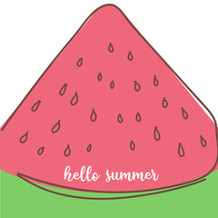 Hello Summer inscription on the background of watermelon. Summer Banner