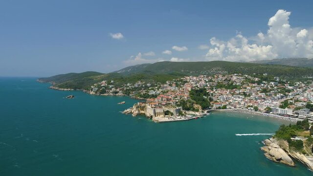 Aerial view of the old city of Ulcinj