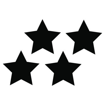 Vector illustration of four black stars icon for military awards and rankings.
