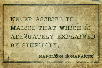 by stupidity Napoleon