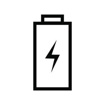 Battery charge icon with Electrical energy type sign. Lightning symbol. Classic flat style. Quality design elements. Simple battery charging icon. Vector