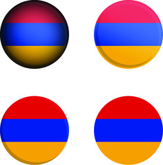 Round Country Flag in different styles disc badge vector illustration armenia